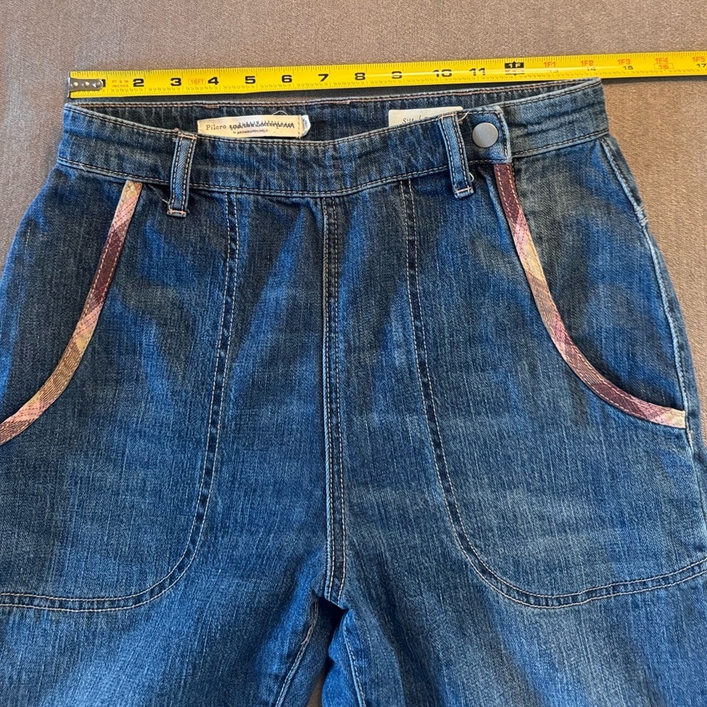 Anthropologie Pilcro Ultra High-Rise Plaid-Trim Boyfriend Jeans - Picture 7 of 10